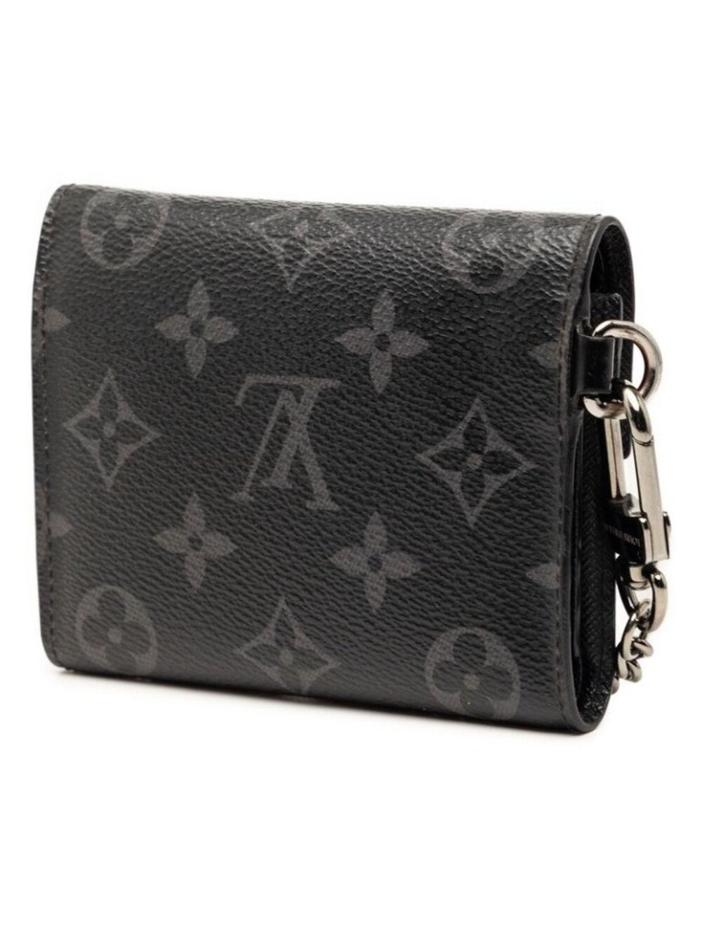 Louis Vuitton Monogram Eclipse Chain Compact Wallet Trifold Black - Picture 2 of 7